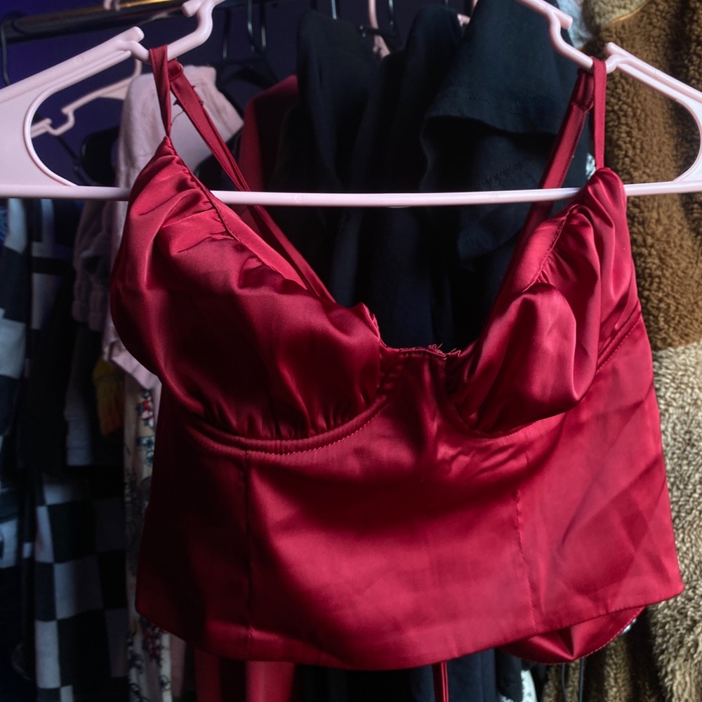 satin tie-up top